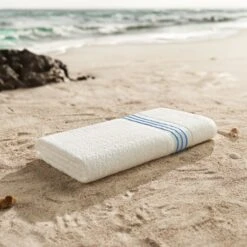 Hotel Stripe Border Pool Towel -Pro Gear Home Shop Neon Blue Enviro