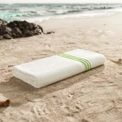 Hotel Stripe Border Pool Towel -Pro Gear Home Shop Neon Green Enviro