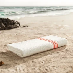 Hotel Stripe Border Pool Towel -Pro Gear Home Shop Neon Orange Enviro scaled