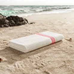 Hotel Stripe Border Pool Towel -Pro Gear Home Shop Neon Pink Enviro scaled